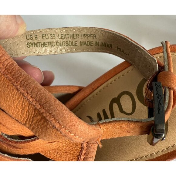 Sam Edelman Womens Holly Slingback Sandal Block Heel Ginger Real Leather Sz 9 US - Picture 13 of 13